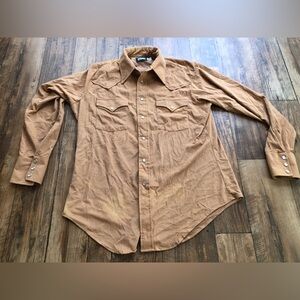 Vintage EPISODE Mens Shirt L Pearl Snap Long Sleeve 80% Arnel Triacetate *flaws